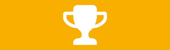 white trophy icon against an amber background